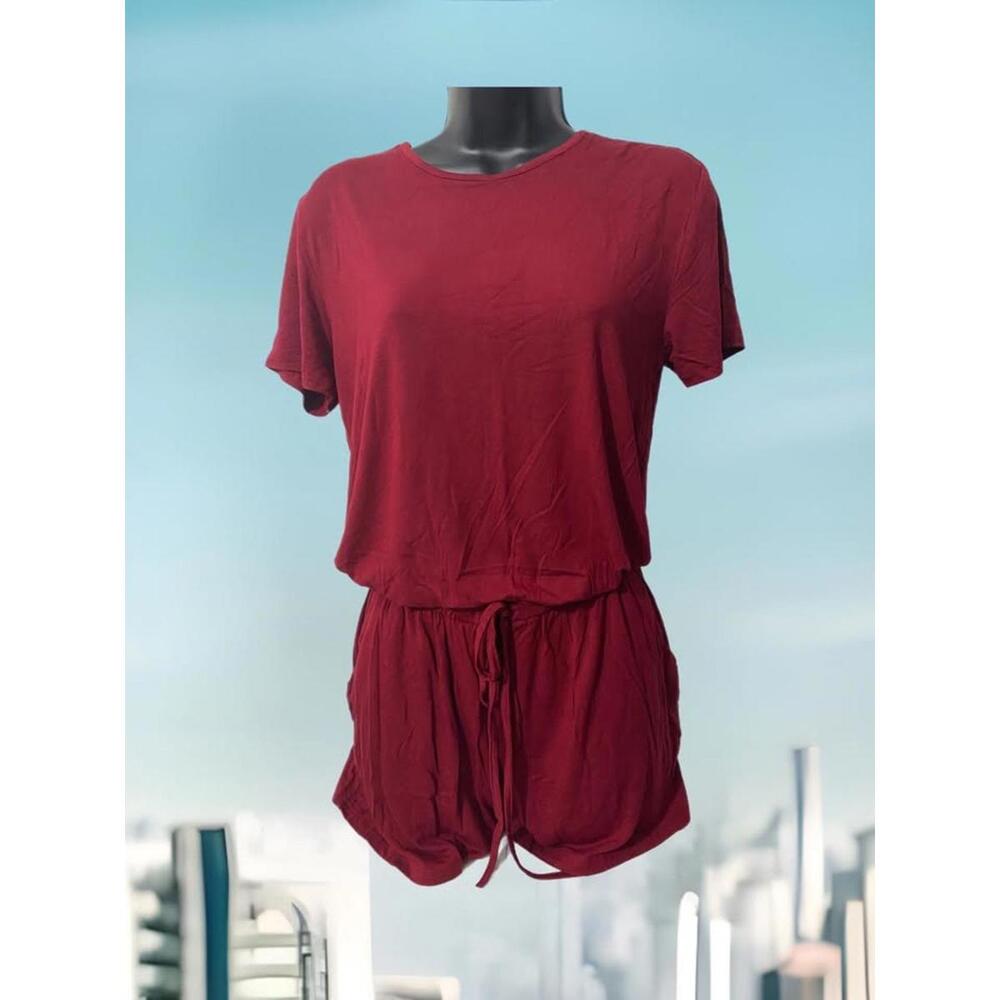 Red Short Sleeve Romper for Women- Medium-New(0042)
